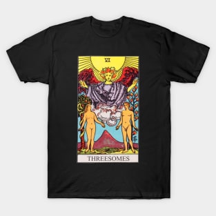 The Lovers Parody Tarot Card Threesomes T-Shirt